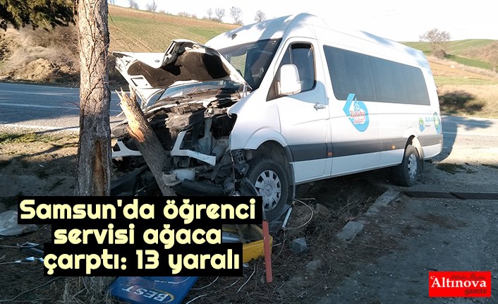 Samsun'da öğrenci servisi ağaca çarptı: 13 yaralı