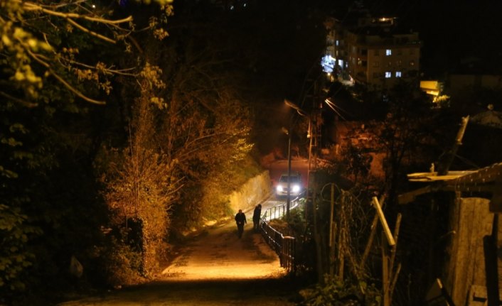 Artvin'de kent merkezine inen ayı ve 2 yavrusu kameralara yansıdı