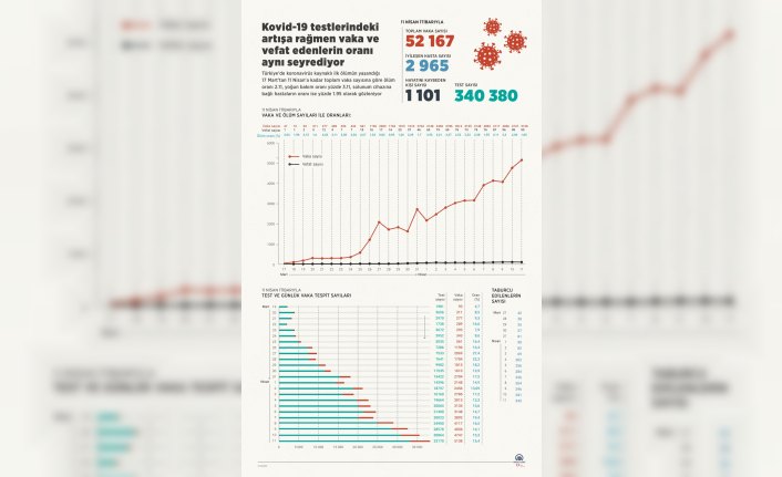 GRAFİKLİ - Kovid-19 testlerindeki artışa rağmen vaka ve vefat edenlerin oranı aynı seyrediyor