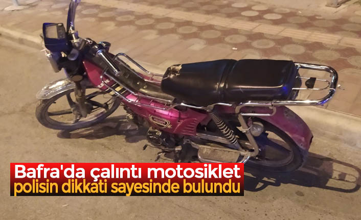 Bafra'da çalıntı motosiklet polisin dikkati sayesinde bulundu