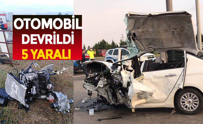 Otomobil devrildi: 5 yaralı