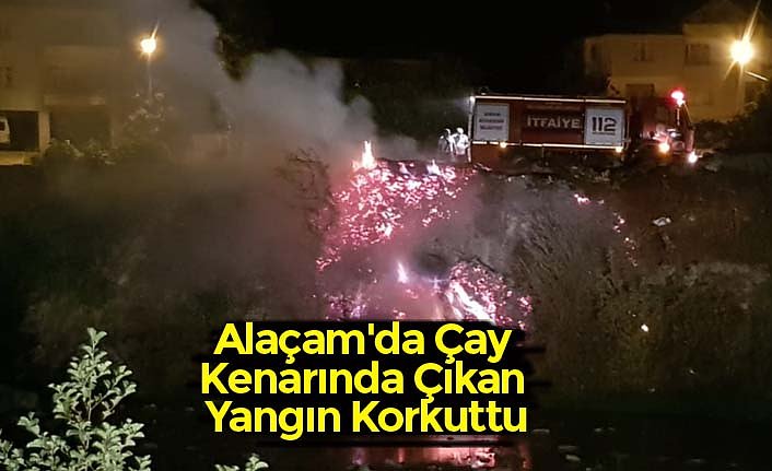 Alaçam'da Çay Kenarında Çıkan Yangın Korkuttu