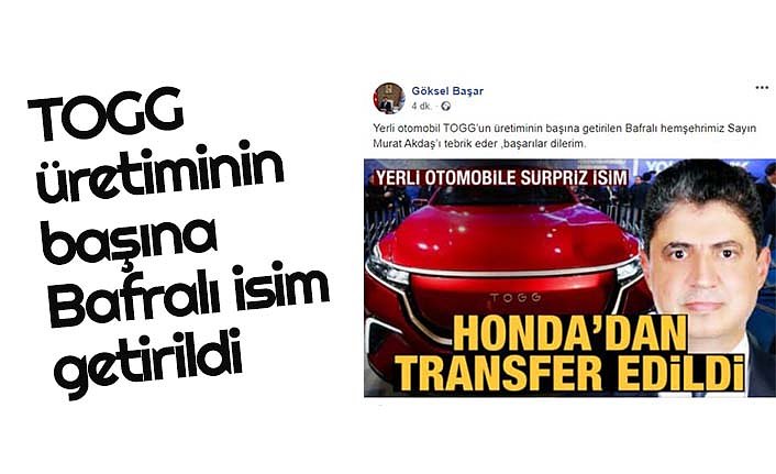 TOGG üretiminin başına Bafra isim getirildi