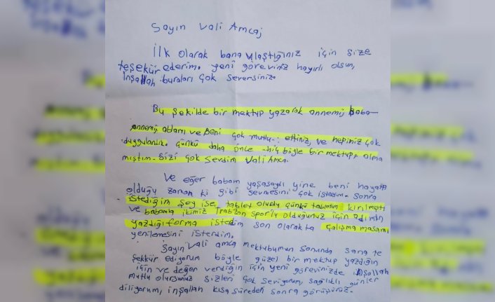 İlkokul öğrencisinin Trabzonspor forması hayalini Vali Sonel gerçekleştirdi