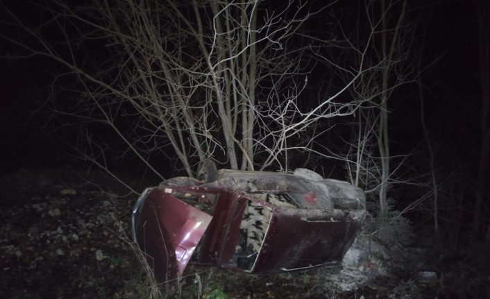 Mudurnu'da otomobil uçuruma yuvarlandı: 1 yaralı