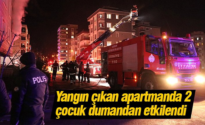 Yangın çıkan apartmanda 2 çocuk dumandan etkilendi