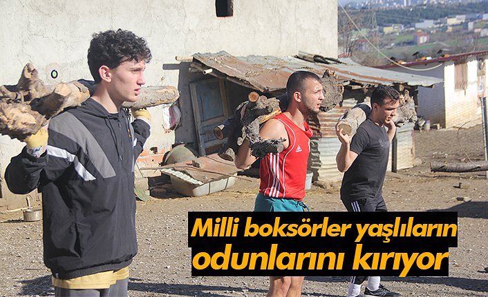 Milli boksörler yaşlıların odunlarını kırıyor