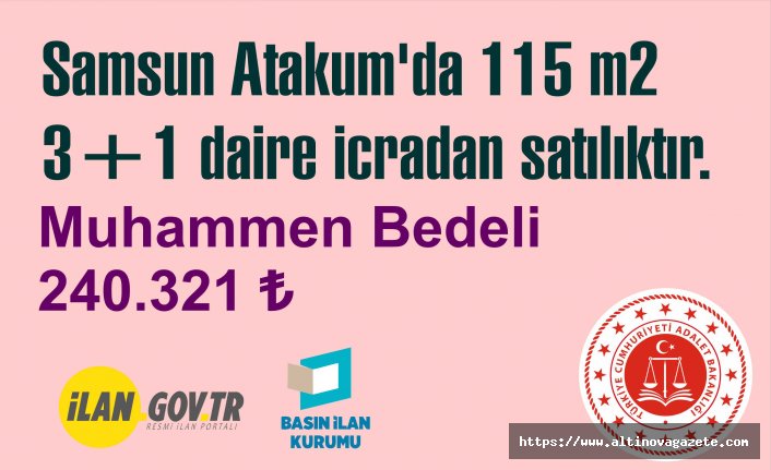 Samsun Atakum'da 115 m2 3+1 daire icradan satılıktır