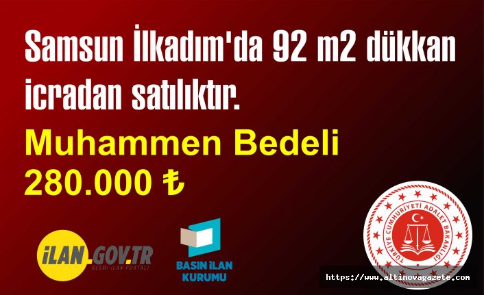 Samsun İlkadım'da 92 m2 dükkan icradan satılıktır