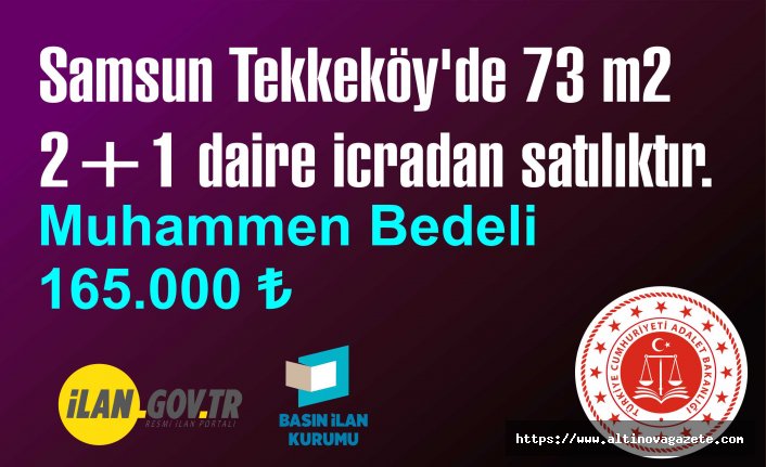 Samsun Tekkeköy'de 73 m2 2+1 daire icradan satılıktır