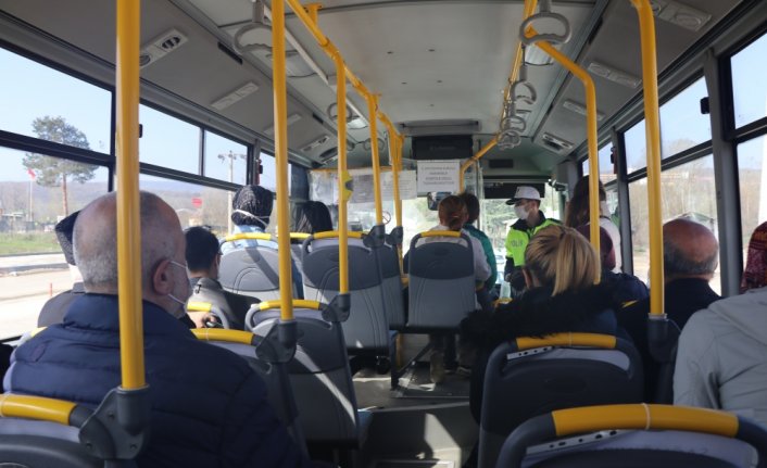 Bolu'da halk otobüslerinde Kovid-19 tedbirleri denetlendi