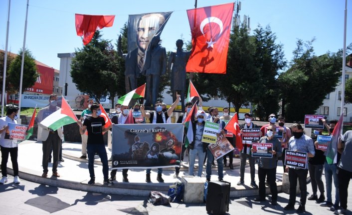 Bartın'da yabancı uyruklu öğrenciler, İsrail'in Filistinlilere yönelik saldırılarını protesto etti