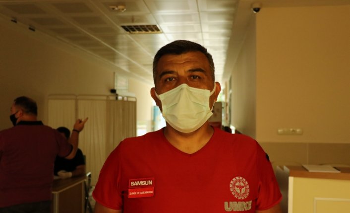 Samsun Adliyesi'nde sırası gelenlere Kovid-19 aşısı yapılıyor