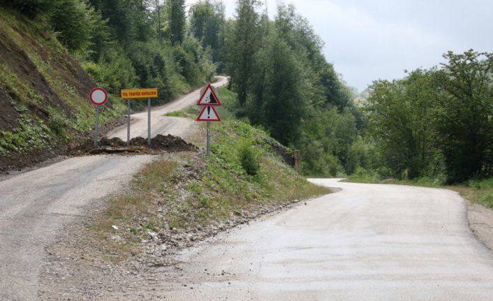Bolu'da heyelan riski nedeniyle köy yolu ulaşıma kapatıldı