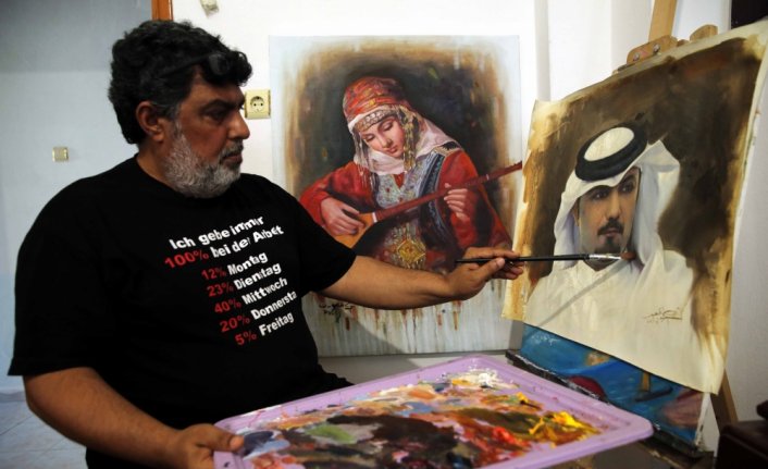 Resimleri Irak'ta sarayların duvarlarını süsleyen ressam, sanatını Samsun'da sürdürüyor