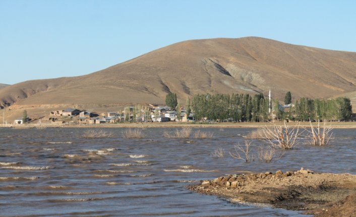 Bayburt'ta Demirözü Barajı'nda kuraklık nedeniyle su yaklaşık 20 metre çekildi