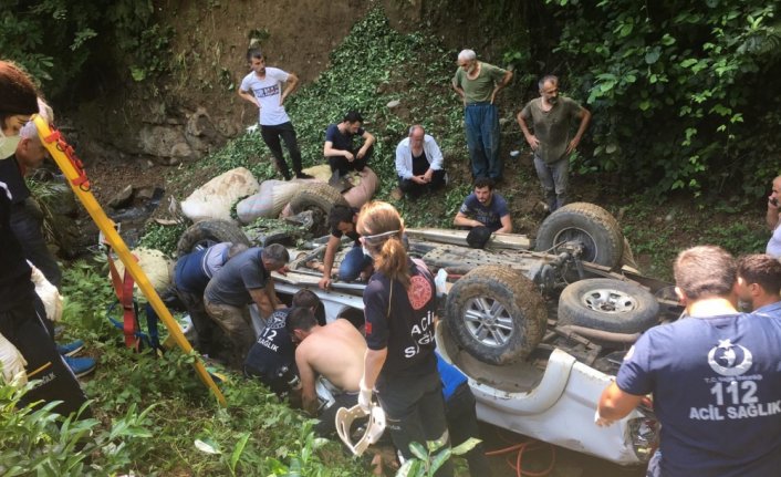 Rize'de çay yüklü kamyonet dereye devrildi: 5 yaralı