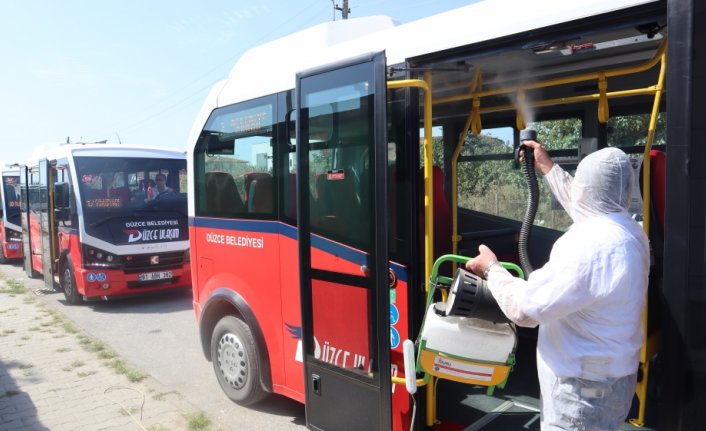Düzce'de toplu taşıma araçları dezenfekte edildi