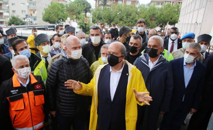 KKTC Cumhurbaşkanı Tatar, sel felaketinin yaşandığı Bozkurt'ta incelemelerde bulundu