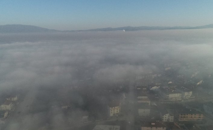 Düzce Ovası'ndaki sis drone ile görüntülendi
