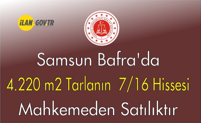 Samsun Bafra'da 4.220 m² tarlanın 7/16 hissesi mahkemeden satılıktır