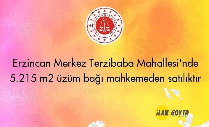 Erzincan Merkez Terzibaba Mahallesi'nde 5.215 m² üzüm bağı satılıktır