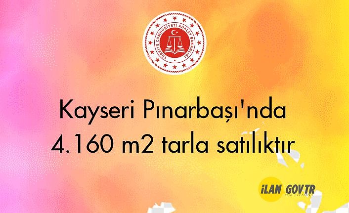 Kayseri Pınarbaşı'nda 4.160 m² tarla mahkemeden satılıktır