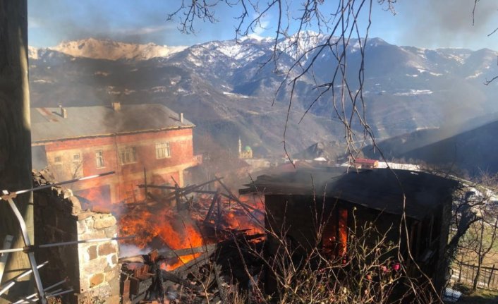 Artvin'de çıkan yangında ev kullanılamaz hale geldi
