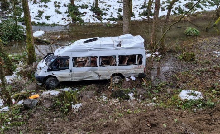 Rize'de minibüsün dere kenarına devrilmesi sonucu 7 kişi yaralandı