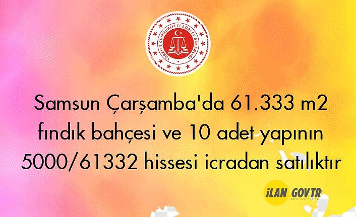 Samsun Çarşamba'da 61.333 m² fındık bahçesi ve 10 adet yapı satılıktır