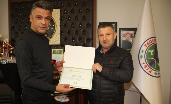 Yağlıdere Belediyesi personeline teşekkür belgesi verildi