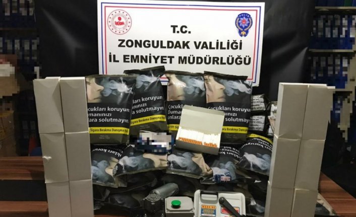 Zonguldak'ta kaçak tütün ve makaron ele geçirildi