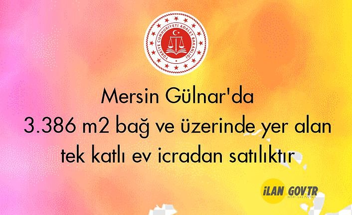 Mersin Gülnar'da 3.386 m² bağ ve üzerinde yer alan tek katlı ev icradan satılıktır