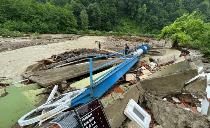 Bartın'da selin yıktığı cami görüntülendi