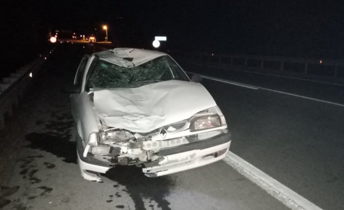 Sinop'ta otomobilin ineklere çarpması sonucu bir kişi yaralandı