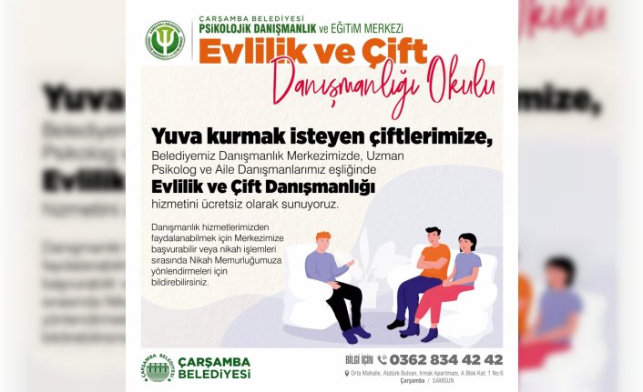 Çarşamba Belediyesinden evlenecek çiftlere danışmanlık hizmeti