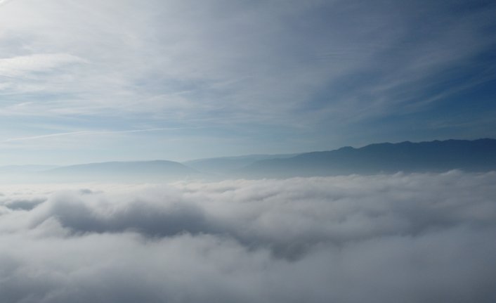 Düzce Ovası'nda sis dron ile görüntülendi