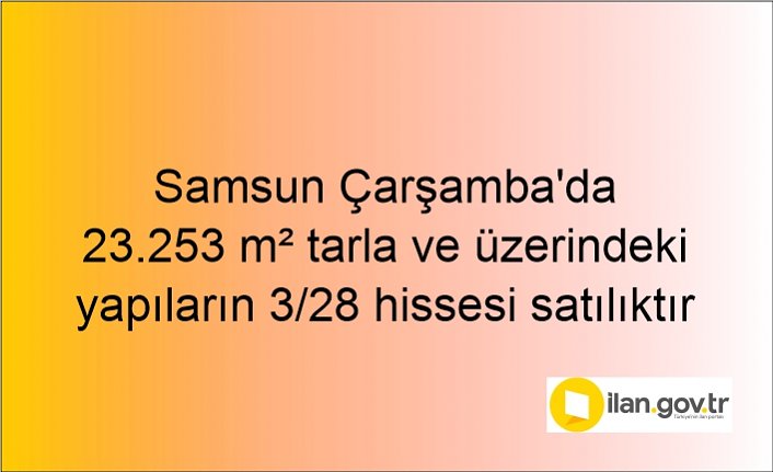 Samsun Çarşamba'da 23.253 m² tarla ve üzerindeki yapıların 3/28 hissesi icradan satılıktır