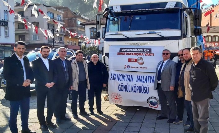 Ayancık ve Gerze ilçelerinden deprem bölgesine destek