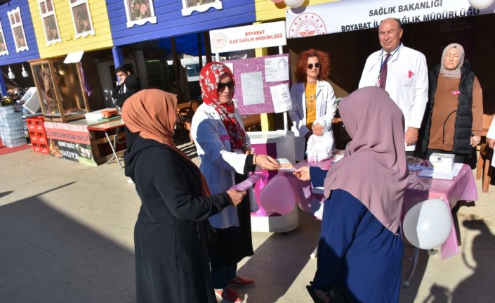 Boyabat'ta stant açılarak meme kanseriyle mücadeleye dikkat çekildi