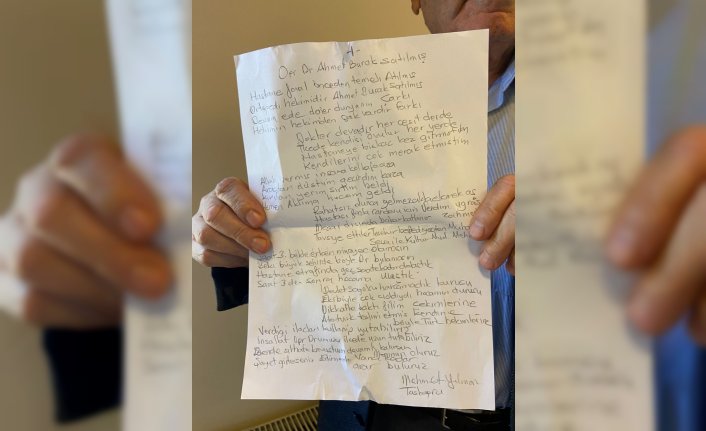 Kendisini tedavi eden doktora şiir yazarak teşekkür etti