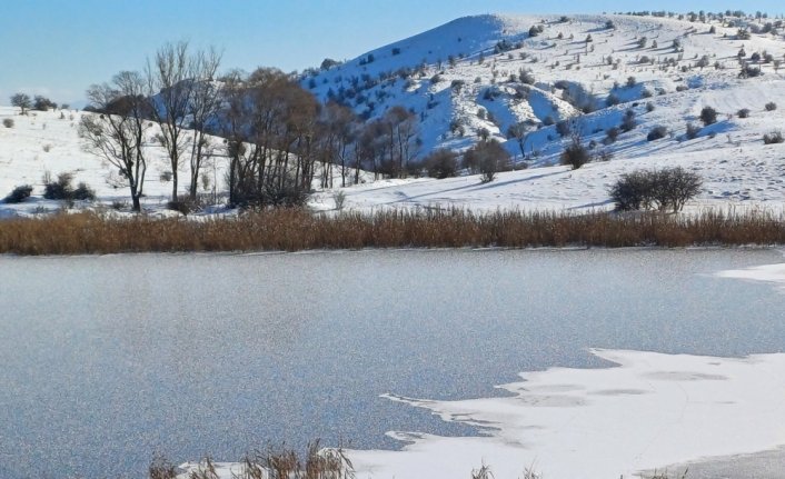 Gerede Gölü'nün yüzeyi buz tuttu