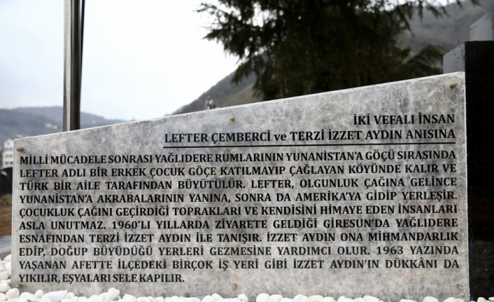 Yağlıdere'den ABD'ye göçü başlatan Lefter ve terzi İzzet'in hikayesi anıtlaştırıldı