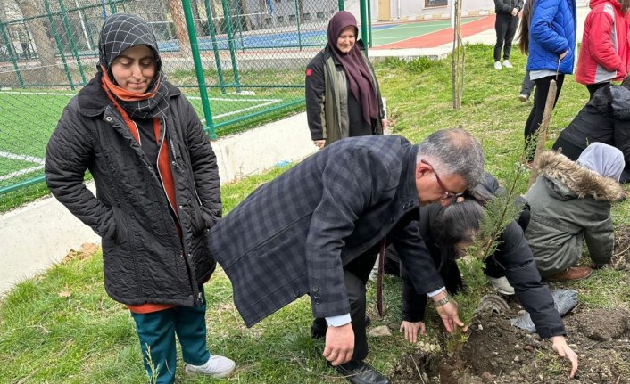 İskilip'te öğrencilere uygulamalı fidan dikme eğitimi verildi