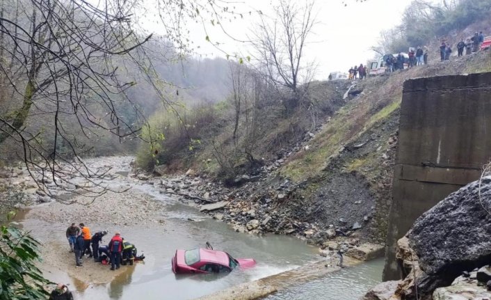 Zonguldak'ta dereye devrilen otomobilin sürücüsü yaralandı
