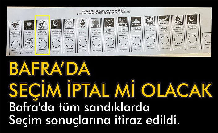 Bafra’da tüm sandıklarda seçim sonuçlarına itiraz edildi.