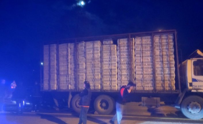 Düzce'de otomobille kamyonun çarpıştığı kaza ulaşımı aksattı