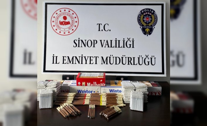 Sinop’ta makaron ve bandrolsüz puro ele geçirildi