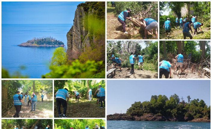 Denetimli serbestlik yükümlüleri Giresun Adası'nı temizledi
