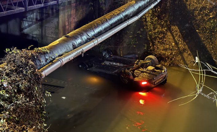 Düzce'de dereye yuvarlanan otomobildeki 2 kişi yaralandı